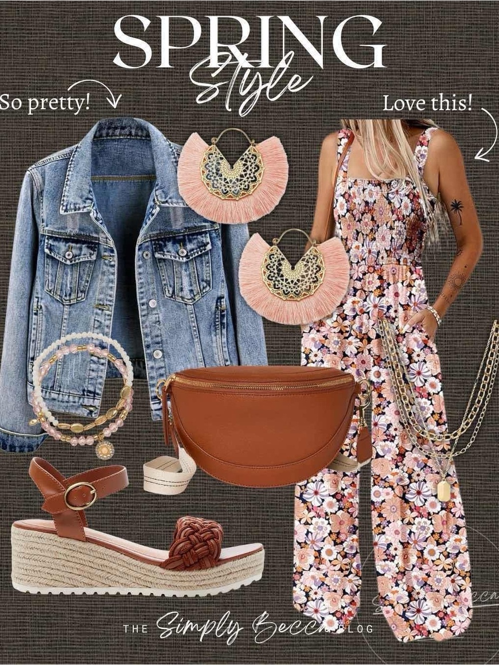 Floral Wide-Leg Jumpsuit in Peach Mix